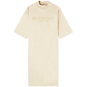 Fear of God Essentials Logo T-Shirt Dress Cream Cotton Oversized XS